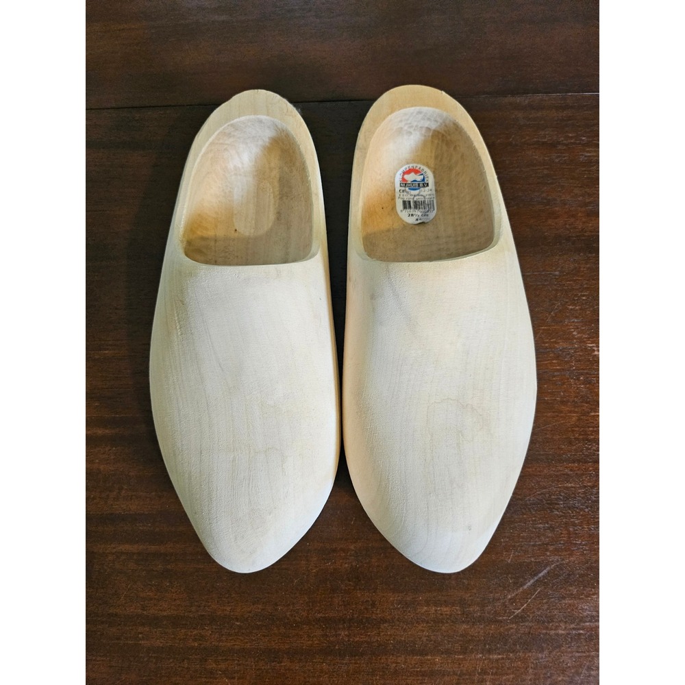 Nijhuis B.V. Wooden Clogs Unisex Size 44 Natural Traditional Dutch Klompen